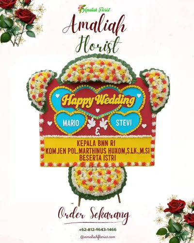 Karangan Papan Bunga Pernikahan di Dumeling